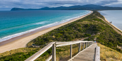 Brunny Island with beach, sea and wooden steps